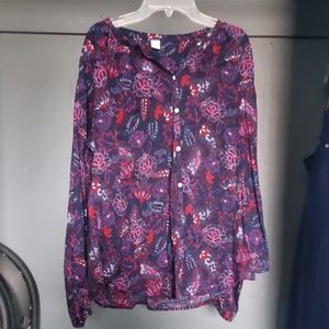 Floral print button up blouse